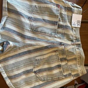Striped denim shorts